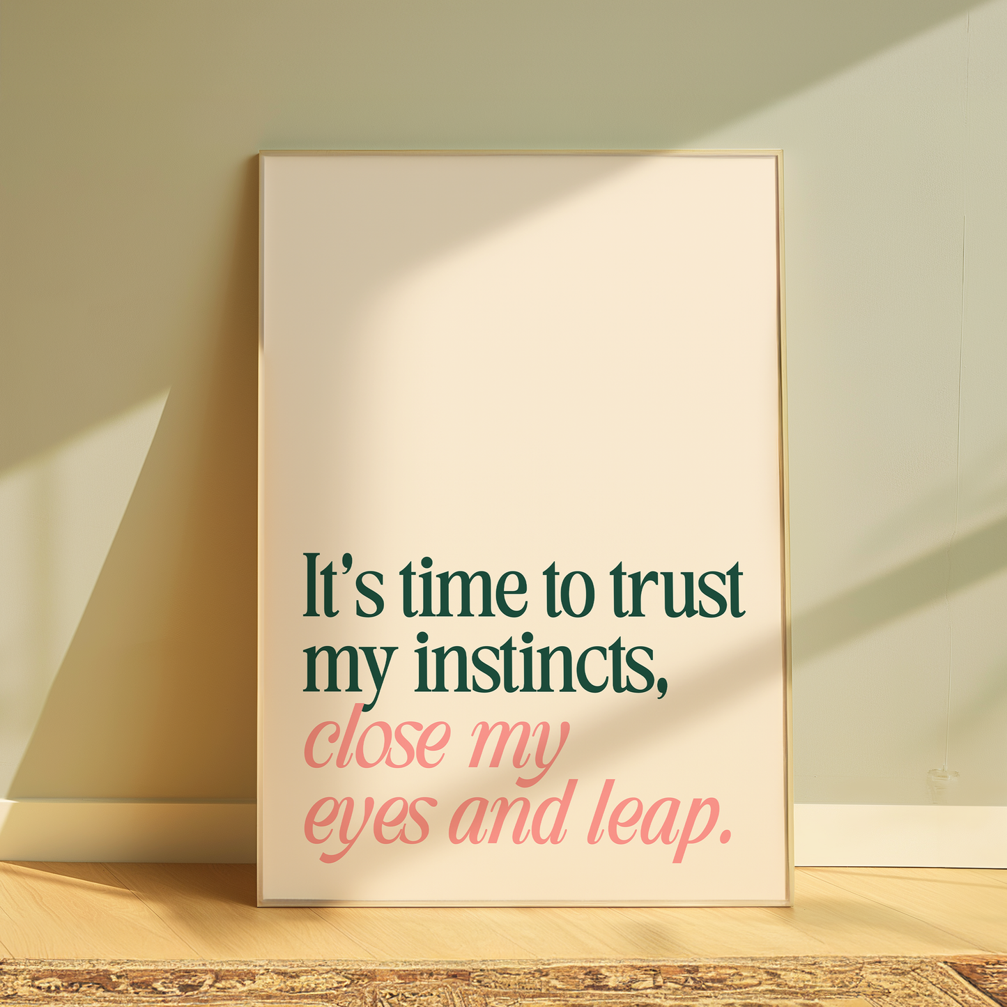 Wicked It's Time To Trust My Instincts, Close My Eyes And Leap typography print in cream - musical lyric wall art poster