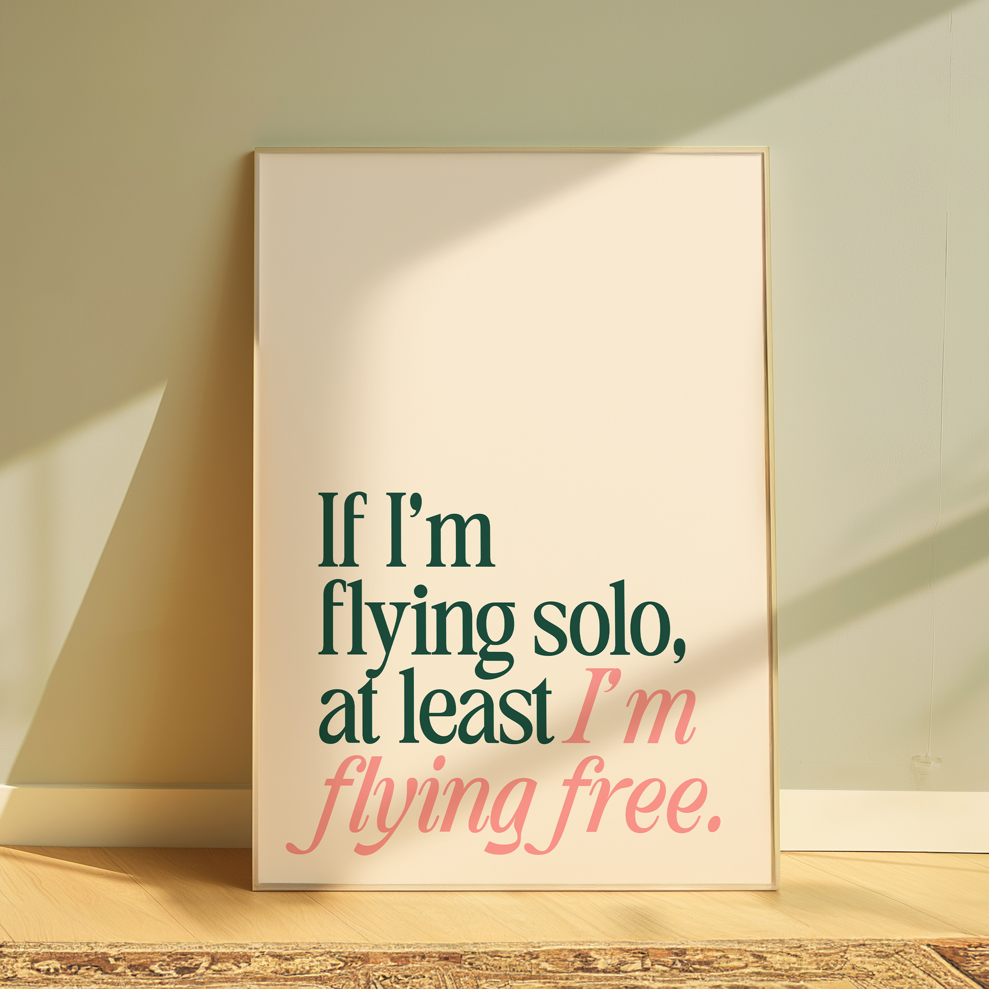 Wicked If I'm Flying Solo, At Least I'm Flying Free typography print in cream - musical lyric wall art poster