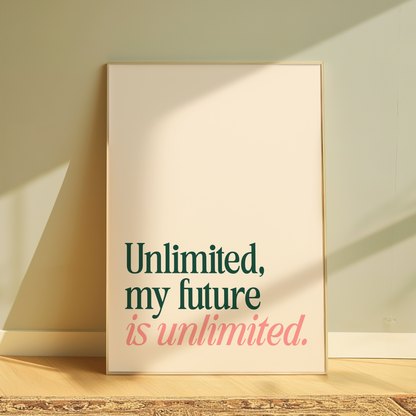 Wicked Unlimited, My Future Is Unlimited typography print in cream - musical lyric wall art poster