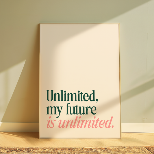 Wicked Unlimited, My Future Is Unlimited typography print in cream - musical lyric wall art poster