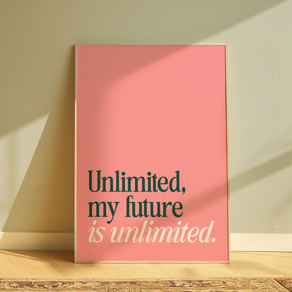 Wicked Unlimited, My Future Is Unlimited typography print in pink - musical lyric wall art poster